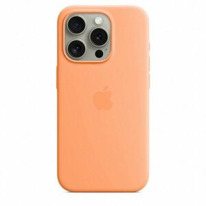 Husa de protectie Silicone Case with MagSafe pentru iPhone 15 Pro, Orange Sorbet imagine