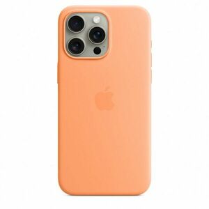 Husa de protectie Silicone Case with MagSafe pentru iPhone 15 Pro Max, Orange Sorbet imagine
