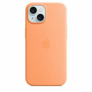 Husa de protectie Silicone Case with MagSafe pentru iPhone 15, Orange Sorbet imagine