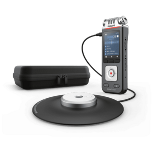 Reportofon Philips DVT8110, 2 microfoane, 8 GB, slot MicroSD, LCD 2'', 1000 mAh, aplicatie smartphone, microfon extern cu inregistrare 360°, WI-FI (Argintiu) imagine