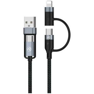 Cablu 4in1 Tellur USB/Type-C to Type-C (PD65W)/Lightning (PD20W), 1m, negru imagine