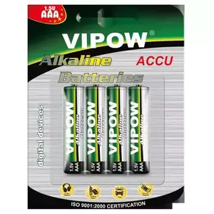 Set 4 baterii alcaline Vipow AAA 1.5V LR03 R3 imagine