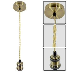 Pendul Vivalux RETRO Antique Brass, E27, max. 60W, textil/Metal, IP20, Ø100mm, cablu dublu 1m, bec neinclus imagine