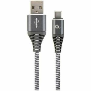 Cablu alimentare si date Gembird, USB 2.0 (T) la USB 2.0 Type-C (T), 2m, Gri /Alb, CC-USB2B-AMCM-2M-WB2 imagine