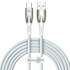 Cablu Date si Incarcare USB-A - USB-C Baseus Glimmer Series, 100W, 2m, Alb CADH000602 imagine