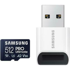 Card de memorie Samsung PRO Ultimate microSDXC UHS-I, 512GB, Cititor, Blue imagine