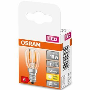 Bec LED filament pentru frigider Osram T26, E14, 2.2W, 110 lm, lumina calda (2700K), 230V, clasa energetica G imagine