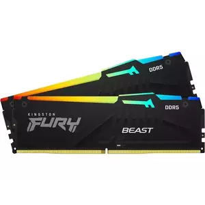 Memorie Desktop Kingston Fury Beast RGB 32GB(2 x 16GB) DDR5 5200MT/s CL36 imagine