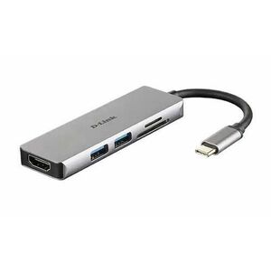 Hub USB D-LINK DUB-M530, 2 x USB 3.0, HDMI, SD/microSD, USB Type-C (Gri) imagine