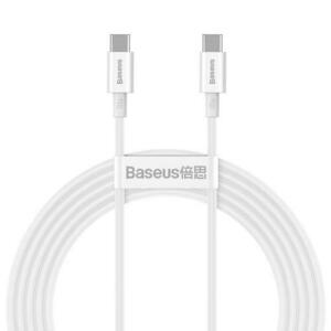 Cablu de date Baseus Superior CATYS-C02, USB-C - USB-C, QC, 100W, 5A, 2 m, Alb imagine
