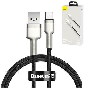 Cablu de date Baseus, USB - USB-C, 66W, 100 cm, Negru/Gri imagine