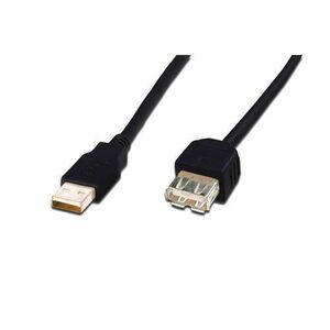 Cablu prelungitor, Assmann, USB 2.0, tip A, 3m, Negru imagine