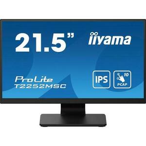 Monitor IPS LED Iiyama 21.5inch T2252MSC-B2, Full HD (1920 x 1080), HDMI, DisplayPort, Touchscreen (Negru) imagine