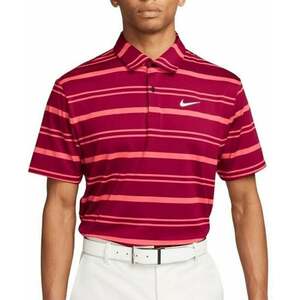 Nike Dri-Fit Tour Mens Polo Shirt Stripe Noble Red/Ember Glow/White L imagine