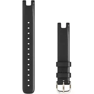 Curea ceas smartwatch Garmin Lily (14 mm), Piele neagra, Catarama aurie imagine
