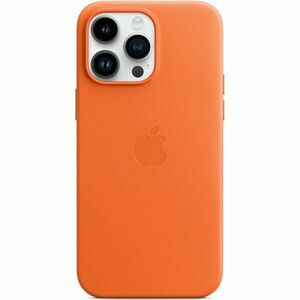 Husa de protectie Apple Leather Case with MagSafe pentru iPhone 14 Pro Max, Orange imagine