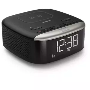 Radio cu ceas Philips TAR7606/10, Bluetooth v.5, FM, incarcare wireless, afisaj LCD, alarma dubla, snooze, 20 posturi presetate, negru imagine