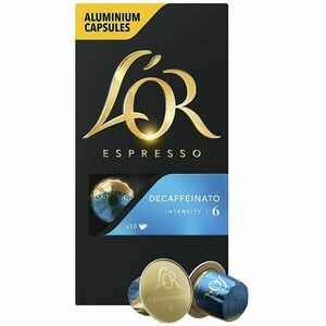 Capsule cafea decofeinizata, L'OR Espresso decaffeinato, intensitate 6, 10 bauturi x 40 ml, compatibile cu sistemul Nespresso®*, 10 capsule aluminiu imagine