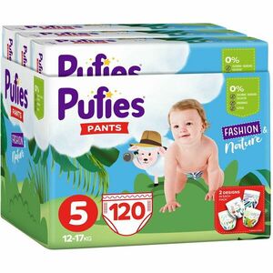 Scutece-chilotel Pufies Pants Fashion&Nature Junior, Marimea 5, 12-17 kg, 120 buc imagine