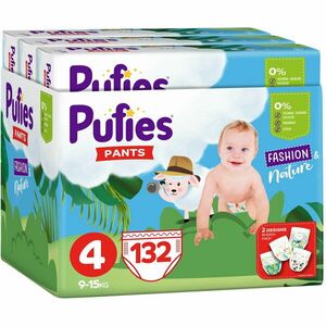 Scutece-chilotel Pufies Pants Fashion&Nature Maxi, Marimea 4, 9-15 kg, 132 buc imagine