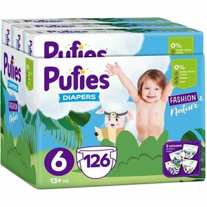 Scutece Pufies Fashion&Nature, Monthly Pack, 6 Extra Large, 13+ kg, 126 buc imagine