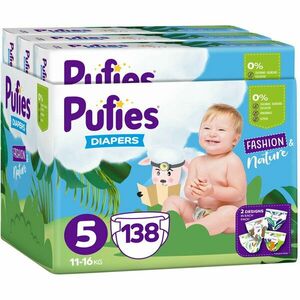 Scutece Pufies Fashion&Nature, Monthly Box, 5 Junior, 11-16 kg, 138 buc imagine