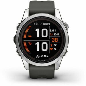 Ceas smartwatch Garmin Fenix 7S Pro Solar, Glass, curea Graphite, Argintiu imagine