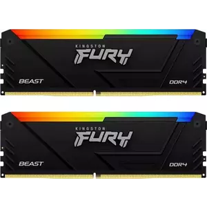 Memorie Desktop Kingston Fury Beast RGB 16GB(2 x 8GB) DDR4 3733Mhz CL19-23-23 imagine
