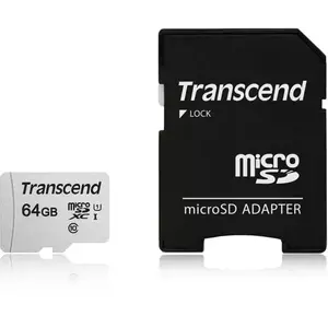 Card de memorie Transcend TS64GUSD300S-A microSDXC 64GB I C10 U1 A1 + adaptor imagine