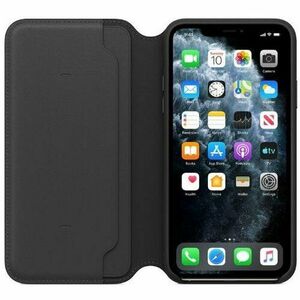 Husa de protectie Apple pentru iPhone 11 Pro Max, Leather Folio - Black imagine