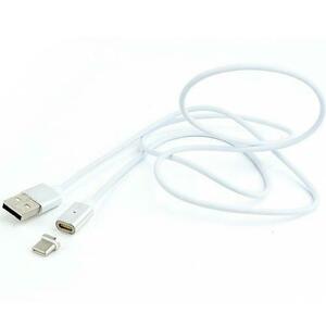 Cablu alimentare si date Gembird, USB 2.0 (T) la USB 2.0 Type-C (T), 1m, Alb, CC-USB2-AMUCMM-1M imagine