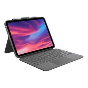 Husa Logitech Combo Touch cu Smart Connector, tastatura iluminata si trakpad detasabile pentru iPad gen 10, UK, Gri imagine