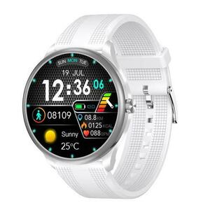 Smartwatch iSEN Watch M3 cu bratara alba din TPU, Ecran 1.3inch, Bluetooth Call, Waterproof IP68, 240mAh, HR, Tensiune, Notificari, Muzica (Argintiu) imagine