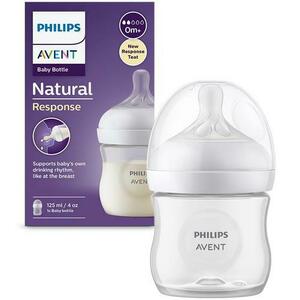 Biberon Philips Avent Natural Response SCY900/01, 125 ml, tetina care functioneaza ca sanul mamei, cu debit 2, tetina fara scurgeri, +0 luni, fara BPA, usor de curatat imagine