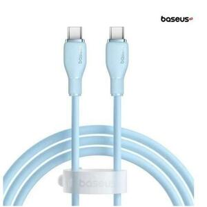 Cablu de date Baseus Pudding Series, 100W, USB-C la USB-C, Fast Charging, 1.2 metri (Albastru deschis) imagine