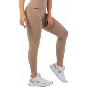 Nebbia Organic Cotton Ribbed High-Waist Leggings Brown XS Fitness pantaloni imagine