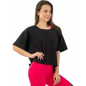 Nebbia Organic Cotton Loose Fit "The Minimalist" Crop Top Black XS-S Tricouri de fitness imagine