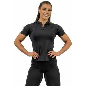 Nebbia Compression Zipper Shirt INTENSE Ultimate Black/Gold XS Tricouri de fitness imagine