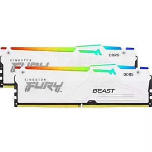 Memorie Desktop Kingston Fury Beast RGB 32GB(2 x 16GB) DDR5 6000Mhz White imagine