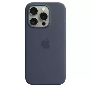 Husa de protectie Apple Silicone Case cu MagSafe pentru iPhone 15 Pro Storm Blue imagine