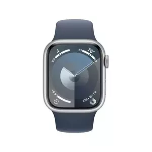Apple Watch 9, GPS, Carcasa Silver Aluminium 45mm, Storm Blue Sport Band - S/M imagine