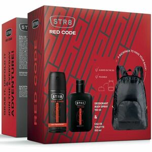 Set cadou STR8 RED CODE, Barbati: Apă de toaletă, 100 ml + Deodorant spray pentru corp, 150 ml + ghiozdan cadou imagine