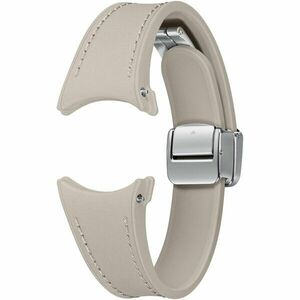 Curea smartwatch D-Buckle Hybrid Eco-Leather Band pentru Galaxy Watch6, Slim (S/M), Etoupe imagine