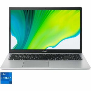 Laptop 15.6'' Aspire 5 A515-56, FHD, Procesor Intel® Core™ i7-1165G7 (12M Cache, up to 4.70 GHz, with IPU), 16GB DDR4, 1TB SSD, Intel Iris Xe, No OS, Pure Silver imagine