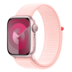 Apple Watch 9, GPS, Carcasa Pink Aluminium 41mm, Light Pink Sport Loop imagine