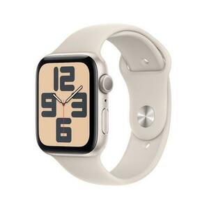 Smartwatch Apple Watch SE (2023) Cellular, GPS, Retina LTPO OLED Capacitive touchscreen 1.78inch, Bluetooth, Wi-Fi, Bratara Silicon M/L, Carcasa Aluminiu 44mm, Rezistent la apa (Bej) imagine