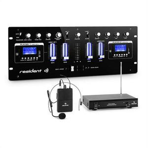 Resident DJ DJ405USB-BK 4-Kanal-DJ-mixer-incl. microfon wireless VHF-1 H-1 canal VHF set cu căști imagine