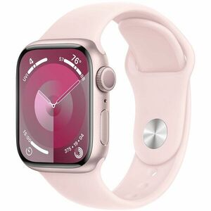 Apple Watch 9, GPS, Carcasa Pink Aluminium 41mm, Light Pink Sport Band - S/M imagine