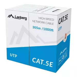Rola cablu UTP Lanberg 42762, cat5e, lungime 305m, AWG 24, 100 MHz, solid CCA imagine