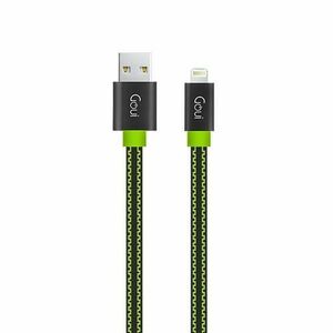 Cablu de date Goui Fashion Flat G-LC8PINFBF-GK, USB - Lightning, 1m, Negru/Verde imagine